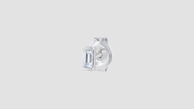 The Diamond Baguette Stud VS quality stone 18K gold white 