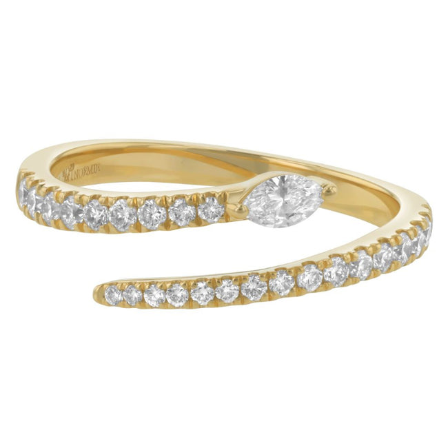 Marquise Spiral Pavé Diamond Ring - 18K Gold | VS Clarity Natural Diamonds