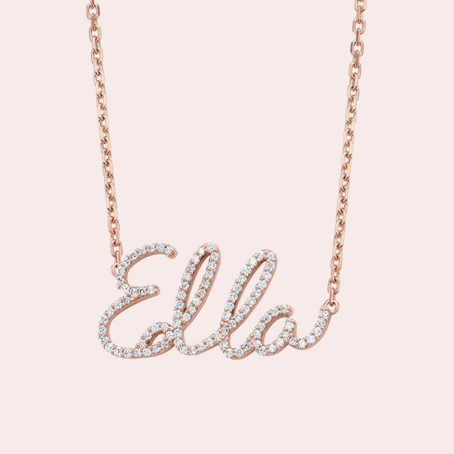 Custom Name Necklace - 18K Gold | VS Clarity Natural Diamonds