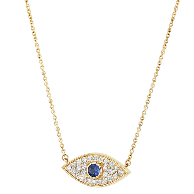 Evil Eye Diamond Necklace - 18K Gold | VS Clarity Natural Diamonds