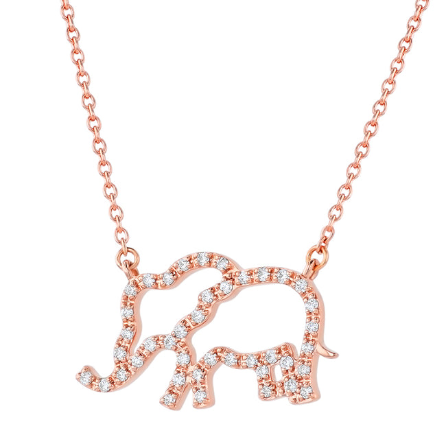 Open Diamond Elephant Necklace - 18K Gold | VS Clarity Natural Diamonds
