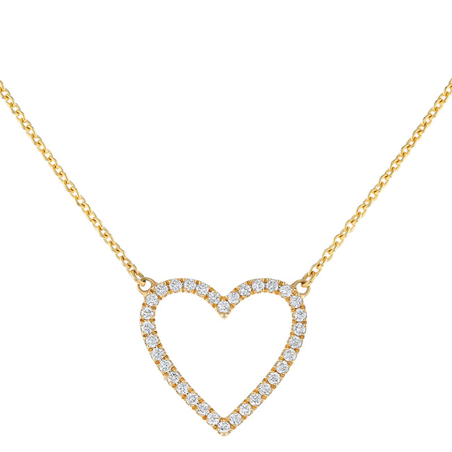 Diamond Open Heart Necklace - 18K Gold | VS Clarity Natural Diamonds