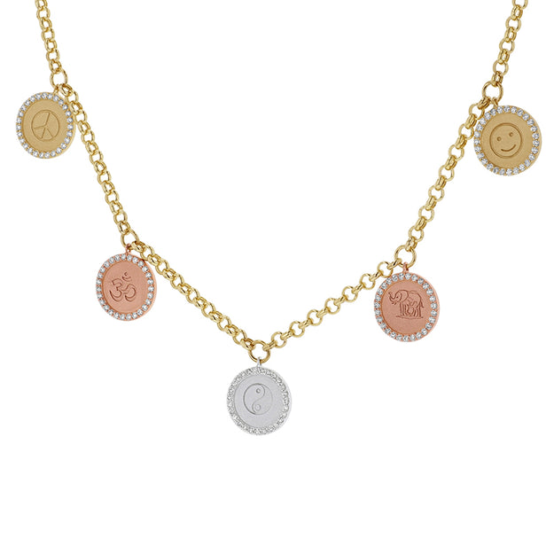 Personalized Diamond Medallion Necklace - 18K Gold | VS Clarity Natural Diamonds