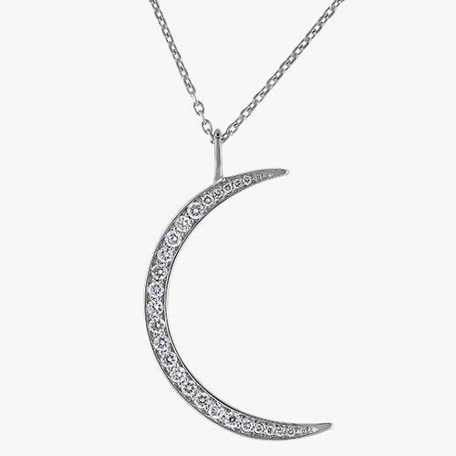 The Crescent Moon Necklace VS quality diamond 14K 18K gold rose white yellow