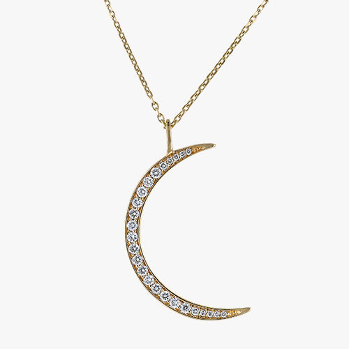 Crescent Moon Necklace - 18K Gold | VS Clarity Natural Diamonds
