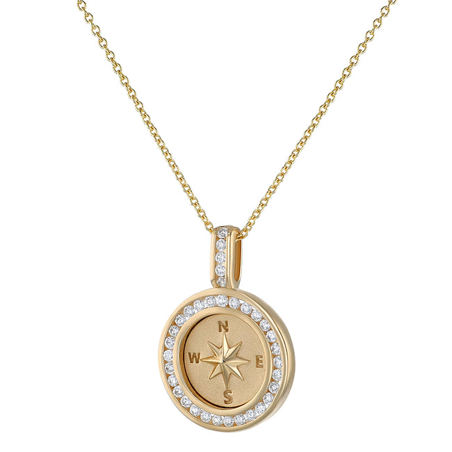 Compass Pendant Necklace - 14K Gold | VS Clarity Lab Grown Diamonds