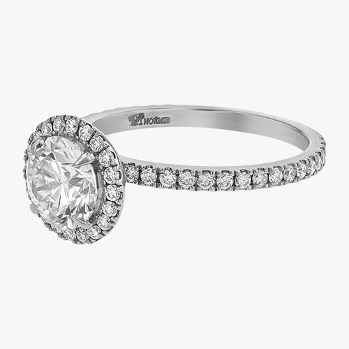 The Halo Pavé quality round diamond engagement ring 18K gold rose white yellow platinum