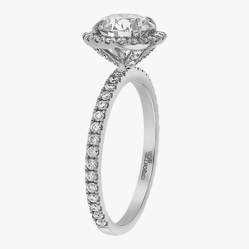 The Halo Pavé quality round diamond engagement ring 18K gold rose white yellow platinum