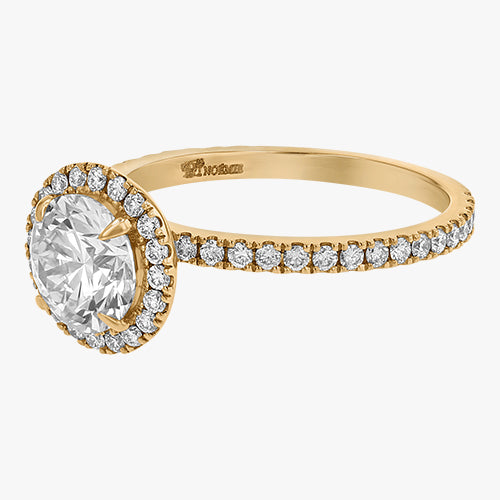 The Halo Pavé quality round diamond engagement ring 18K gold rose white yellow platinum