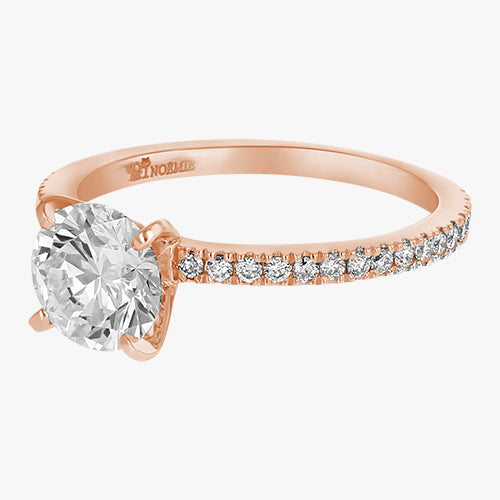 Round Solitaire pave ring quality diamond 14K 18K gold Rose White Yellow Platinum