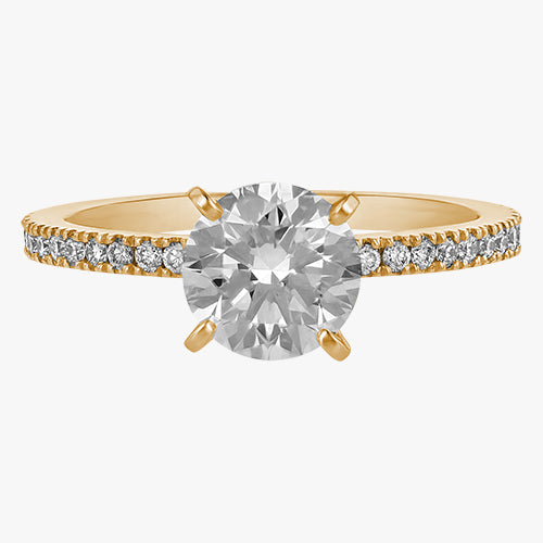 Round Solitaire pave ring quality diamond 14K 18K gold Rose White Yellow Platinum