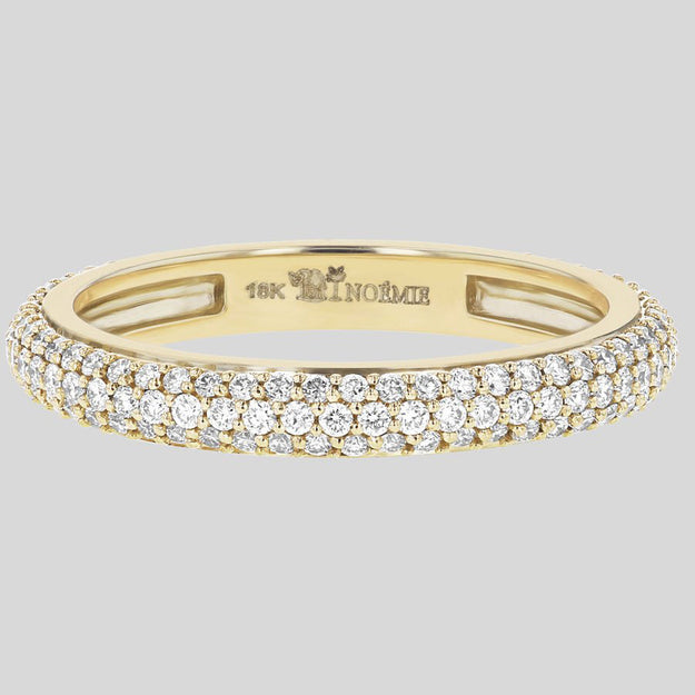 3 Row Pavé White Diamond Ring - 18K Gold | VS Clarity Natural Diamonds