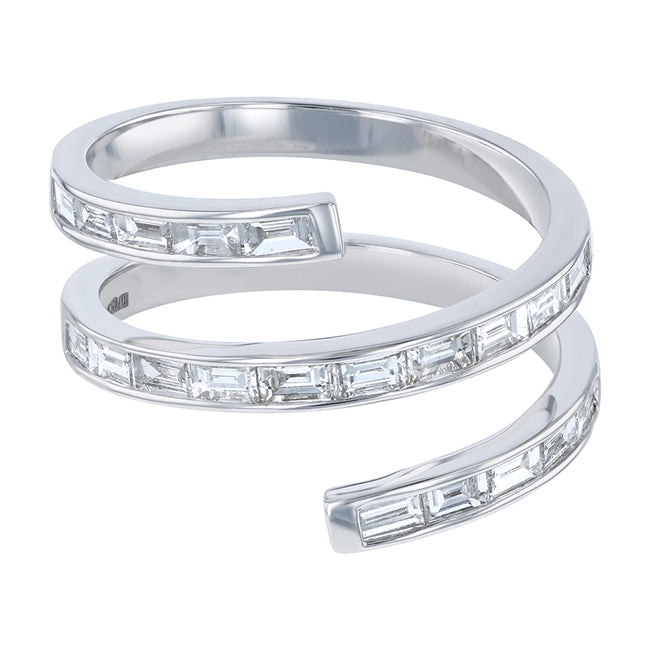 Baguette Diamond Spiral Ring - 18K Gold | VS Clarity Natural Diamonds