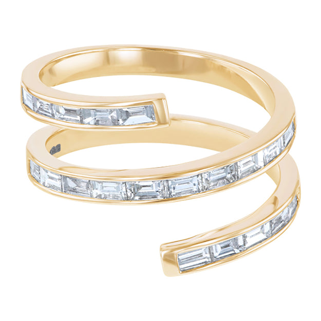 The Baguette Diamond Spiral Ring VS quality diamond 14K 18K gold rose white yellow