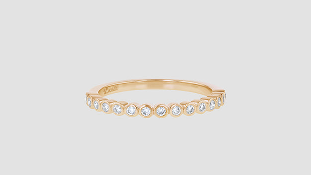 Half Band Bezel Diamond Ring - 18K Gold | VS Clarity Natural Diamonds
