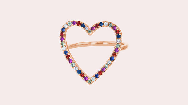Open Heart Sapphires Ring - 18K Gold | VS Clarity