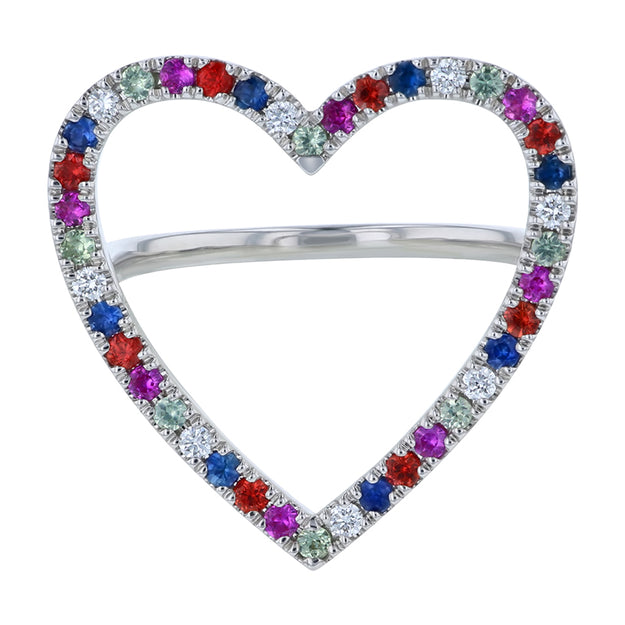 The Open Heart Sapphires Ring 18K gold rose white  