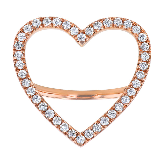 Open Heart Diamond Ring - 18K Gold | VS Clarity Natural Diamonds