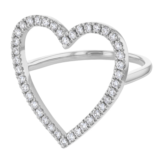 Open Heart Diamond Ring - 18K Gold | VS Clarity Natural Diamonds