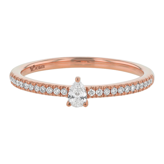 Petite Pear Cut Diamond Ring - 18K Gold | VS Clarity Natural Diamonds
