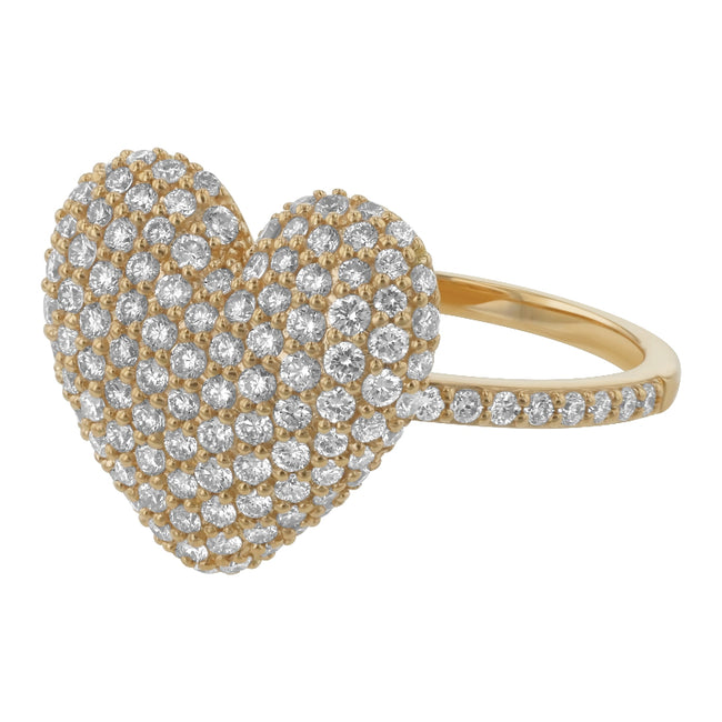 Diamond Heart Pave Ring - 18K Gold | VS Clarity Natural Diamonds