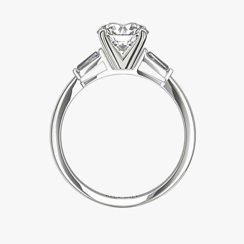Tapered Baguette Diamond Engagement Ring - 18K Gold