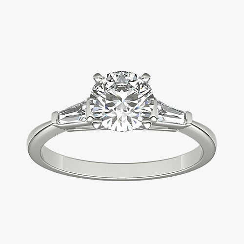Tapered Baguette Diamond Engagement Ring - 18K Gold