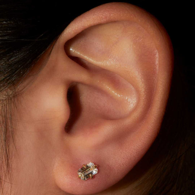 Emerald Diamond Studs - 18K Gold