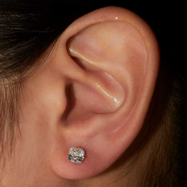 Cushion Diamond Studs - 18K Gold