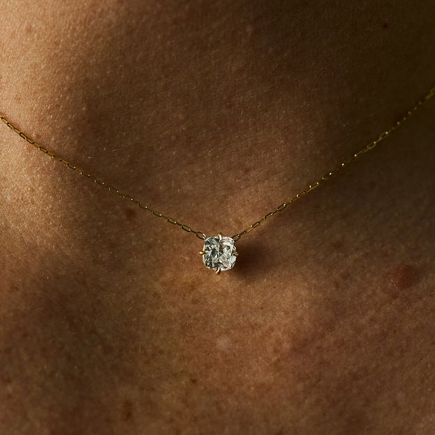 Cushion Cut Diamond Solitaire Pendant - 18K Gold