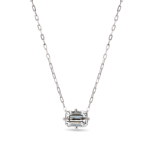 Emerald Cut Diamond Solitaire Pendant - 18K Gold
