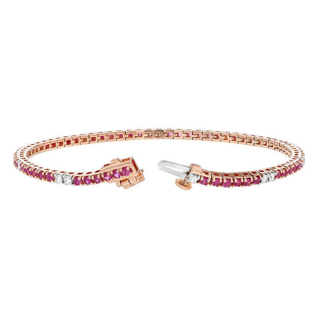 Pink Sapphire and White Diamond Tennis Bracelet - 18K Gold  VS Clarity – Noémie