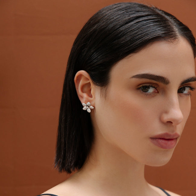 Diamond Flower Petal Earrings - 14K Gold | VS Clarity Lab Grown Diamonds