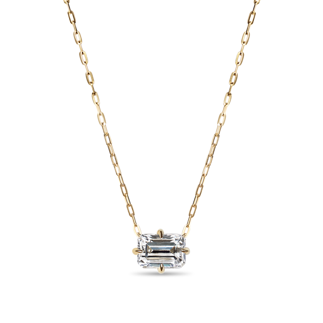 Emerald Cut Diamond Solitaire Pendant - 18K Gold