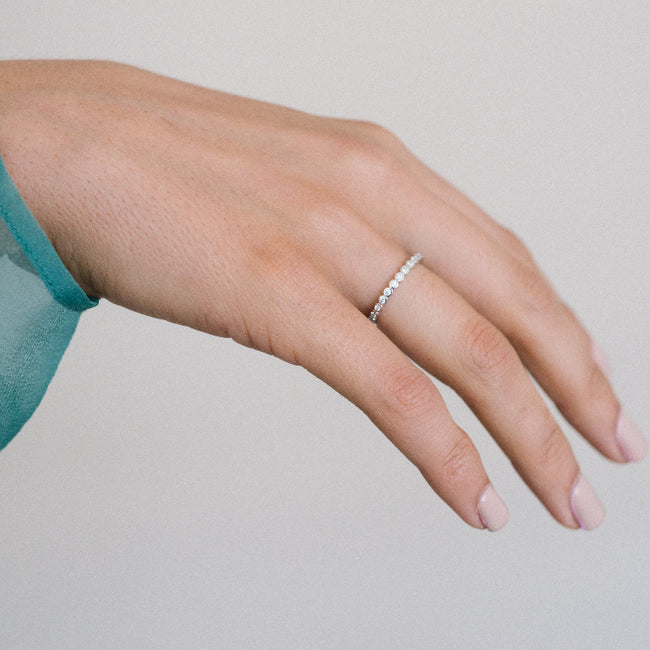 Half Band Bezel Diamond Ring - 18K Gold | VS Clarity Natural Diamonds