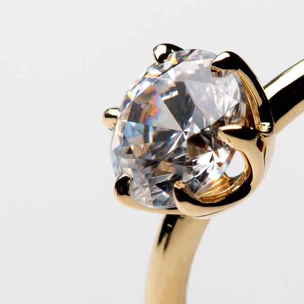 Chispa Sparkle Diamond Engagement Ring Wedding Band Dainty Elegant Sparkle Yellow Gold