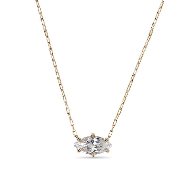 Marquise Cut Diamond Solitaire Pendant - 18K Gold