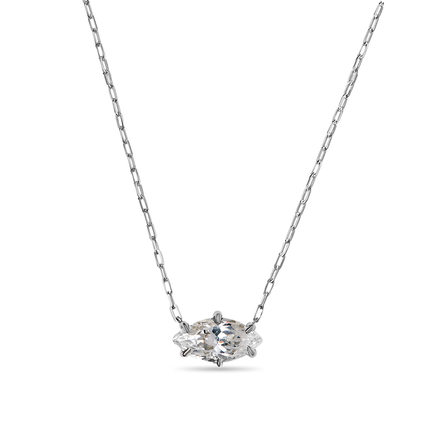 Marquise Cut Diamond Solitaire Pendant Sparkle Necklace Elegant Dainty White Gold