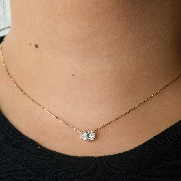 Pear Cut Diamond Solitaire Pendant quality stone 18K gold Rose White Yellow Platinum