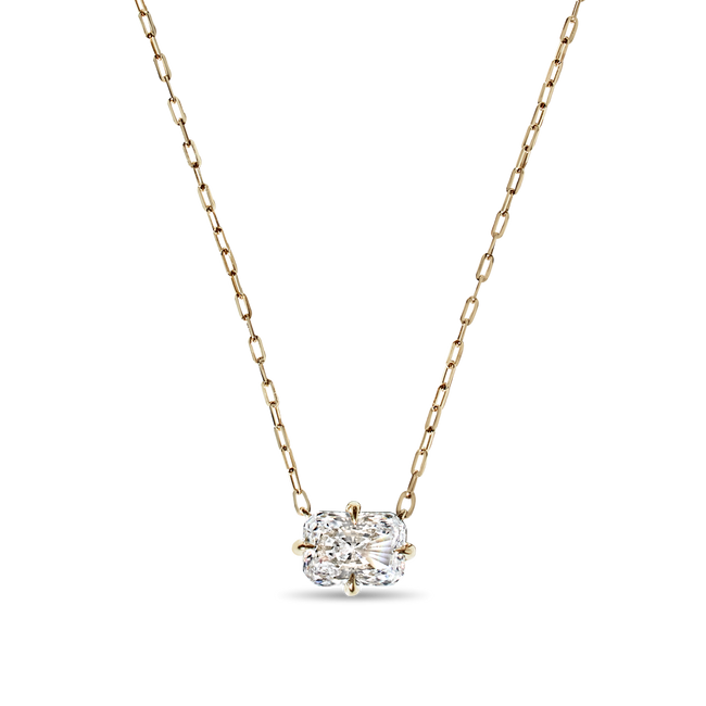Radiant Cut Diamond Solitaire Pendant - 18K Gold
