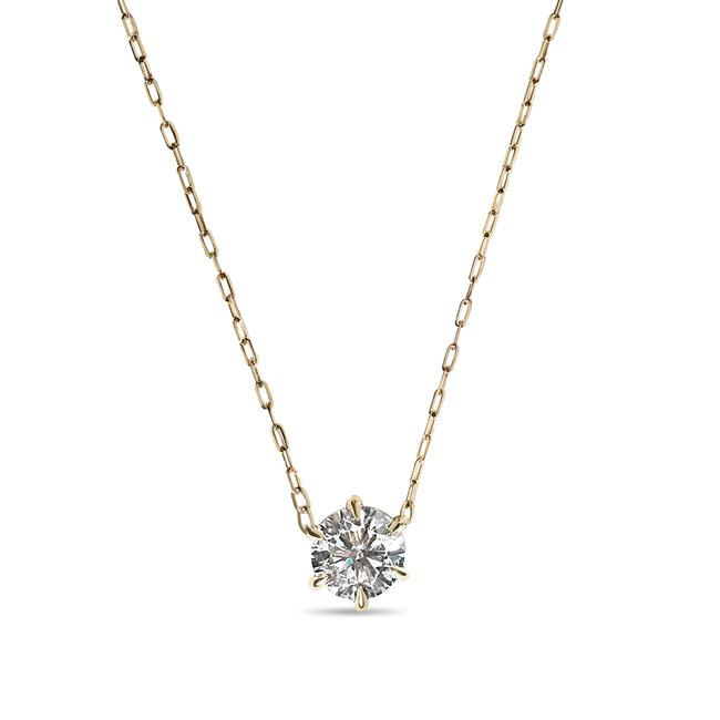 Round Diamond Solitaire Pendant - 18K Gold