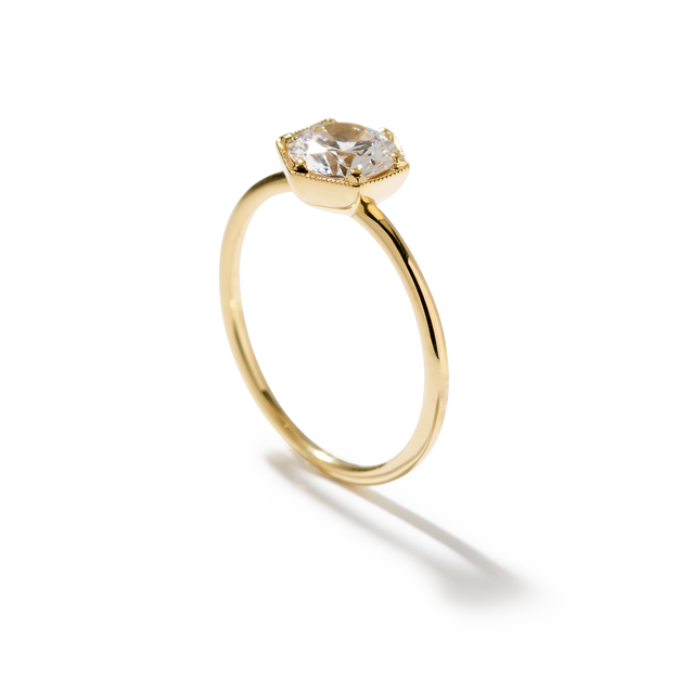 Selene Moonlight Round Diamond Engagement Ring quality stone 18K gold Rose White Yellow Platinum