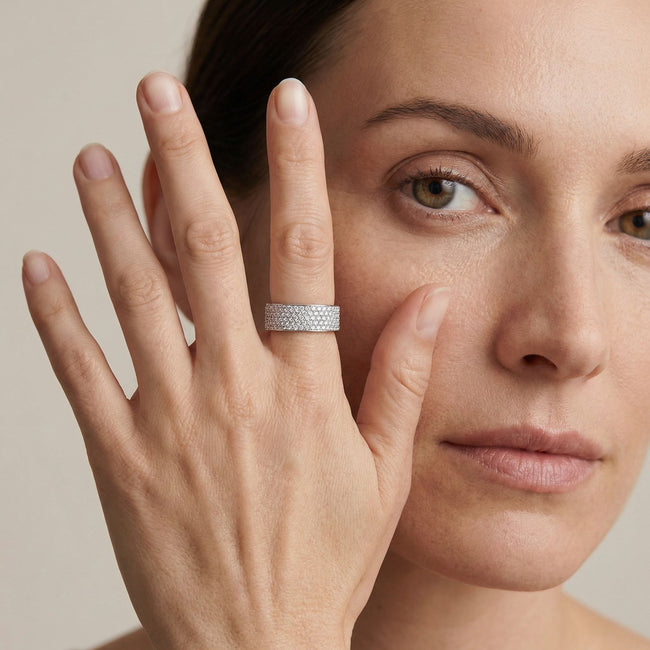 5-Row White Diamond Band - Sterling Silver | VS Clarity Lab Diamonds