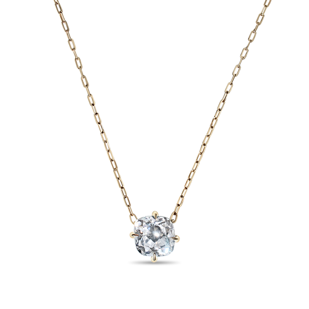 Cushion Cut Diamond Solitaire Pendant Necklace Sparkle Dainty Elegant 4-Prongs Yellow Gold