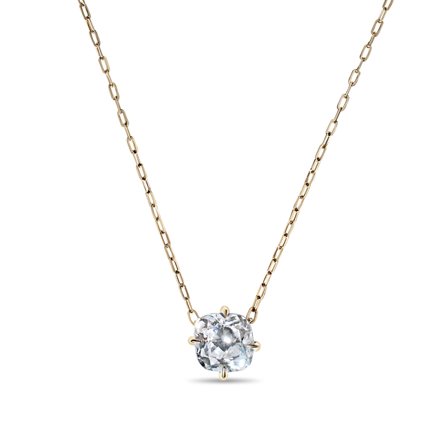 Cushion Cut Diamond Solitaire Pendant - 18K Gold