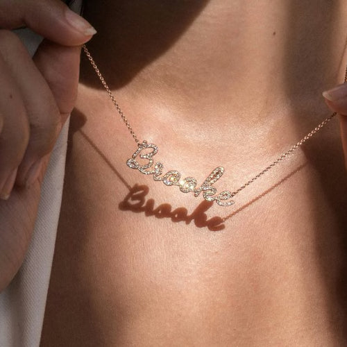 Custom Name Necklace - 18K Gold | VS Clarity Natural Diamonds