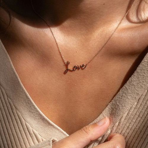 The Custom Gold Name Necklace VS quality stone 14K 18K gold rose white yellow 