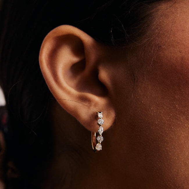 Multi Shape Diamond Hoops - 18K Gold | VS Clarity Natural Diamonds
