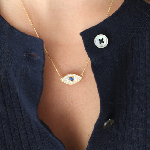 Evil Eye Diamond Necklace - 18K Gold | VS Clarity Natural Diamonds