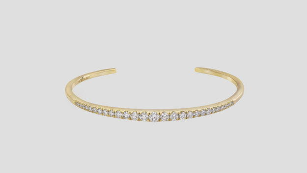 The Graduated Diamond Cuff VS quality stone 14K 18K gold black rose white yellow